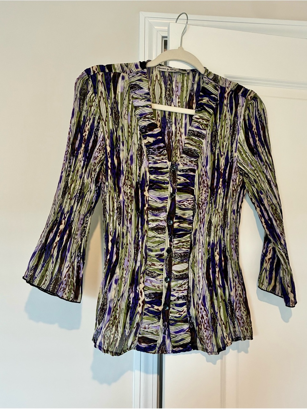 Larry Levine Crinkled Pleated Blouse